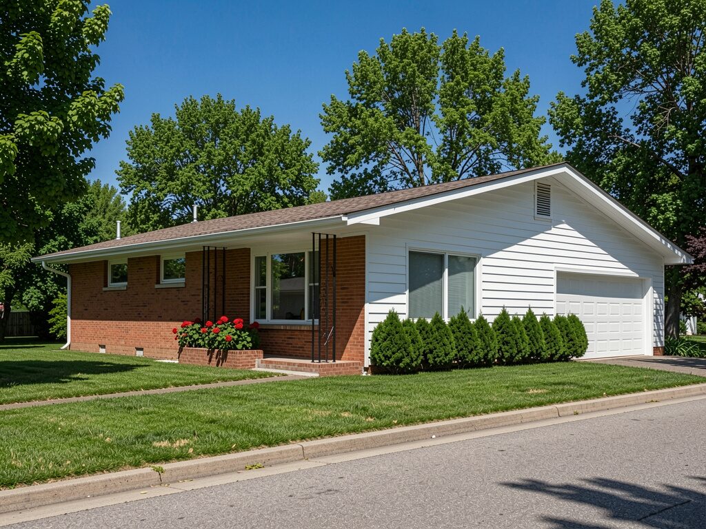 Ranch Exterior with black-framed windows